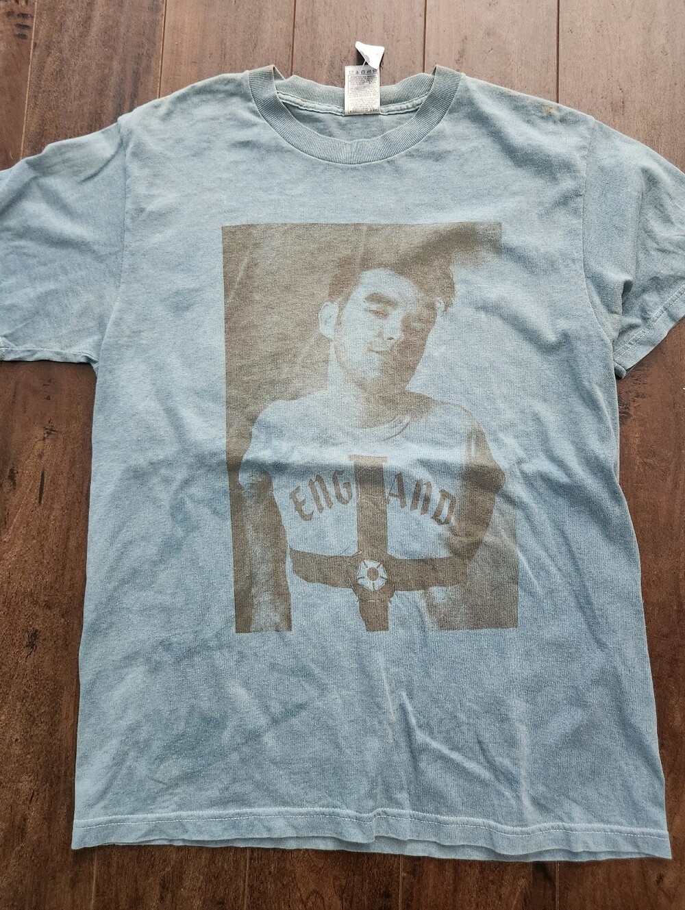 Morrissey T-shirt blue medium Morrissey wearing England shirt Distressed vintage
